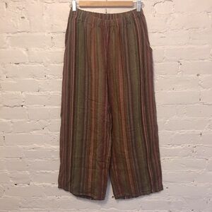 Flax cropped linen pants multi color stripe small